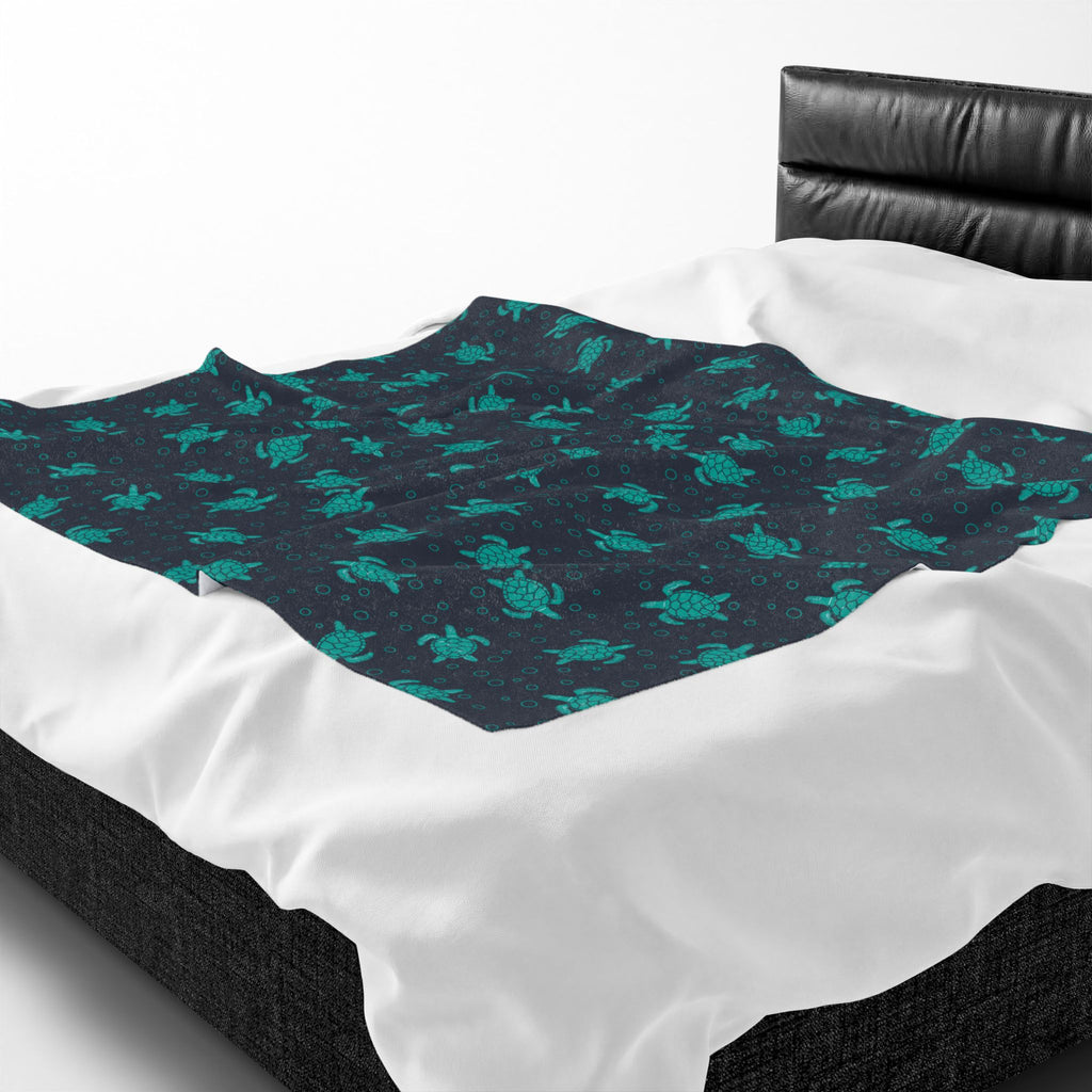 Sea Turtle Plush Blanket | Soft Velveteen Throw