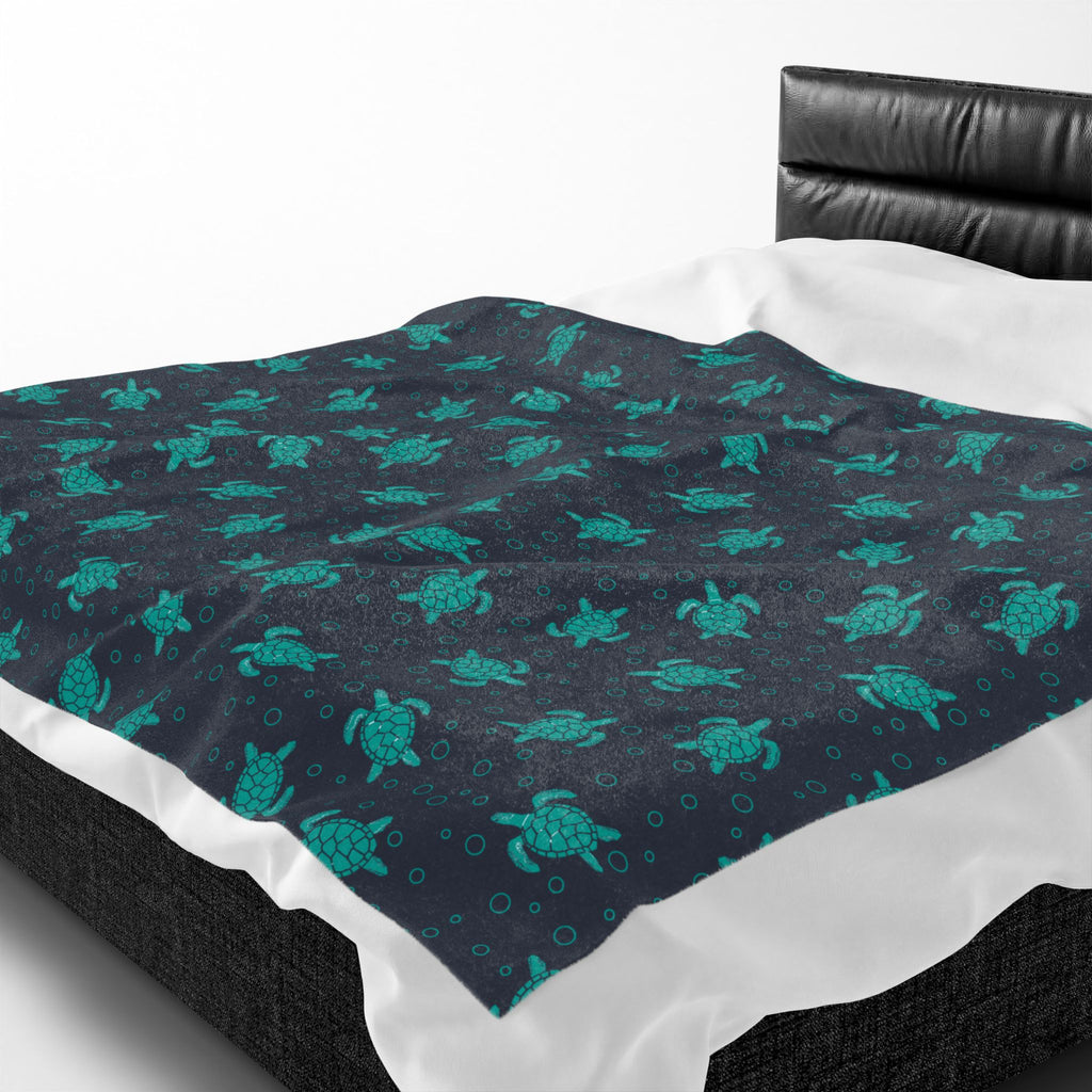 Sea Turtle Plush Blanket | Soft Velveteen Throw