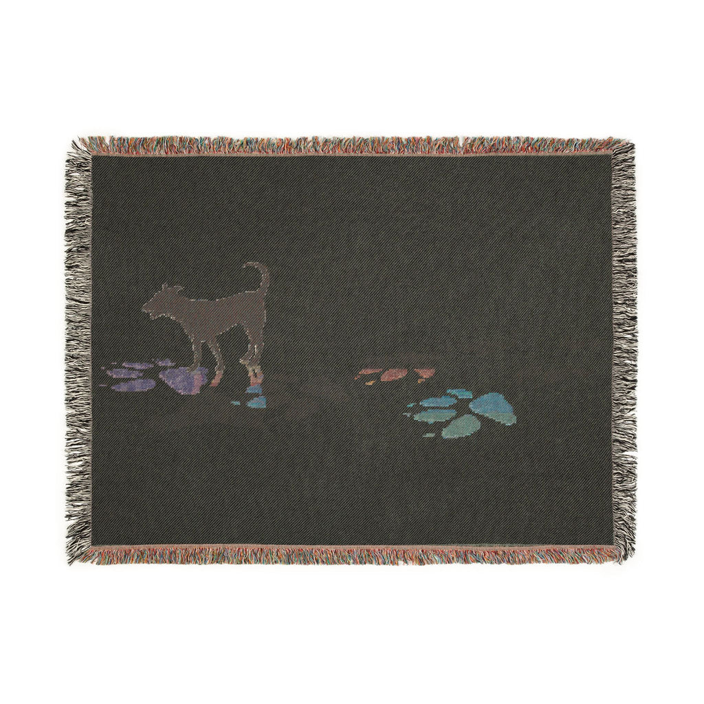 Dog Silhouette Woven Blanket | Fringed Throw