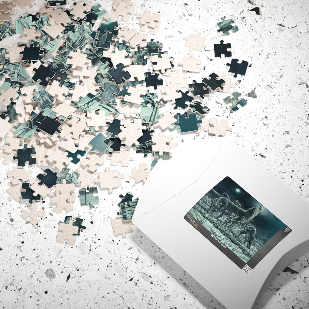 Howling Wolves in Moonlight Jigsaw Puzzle