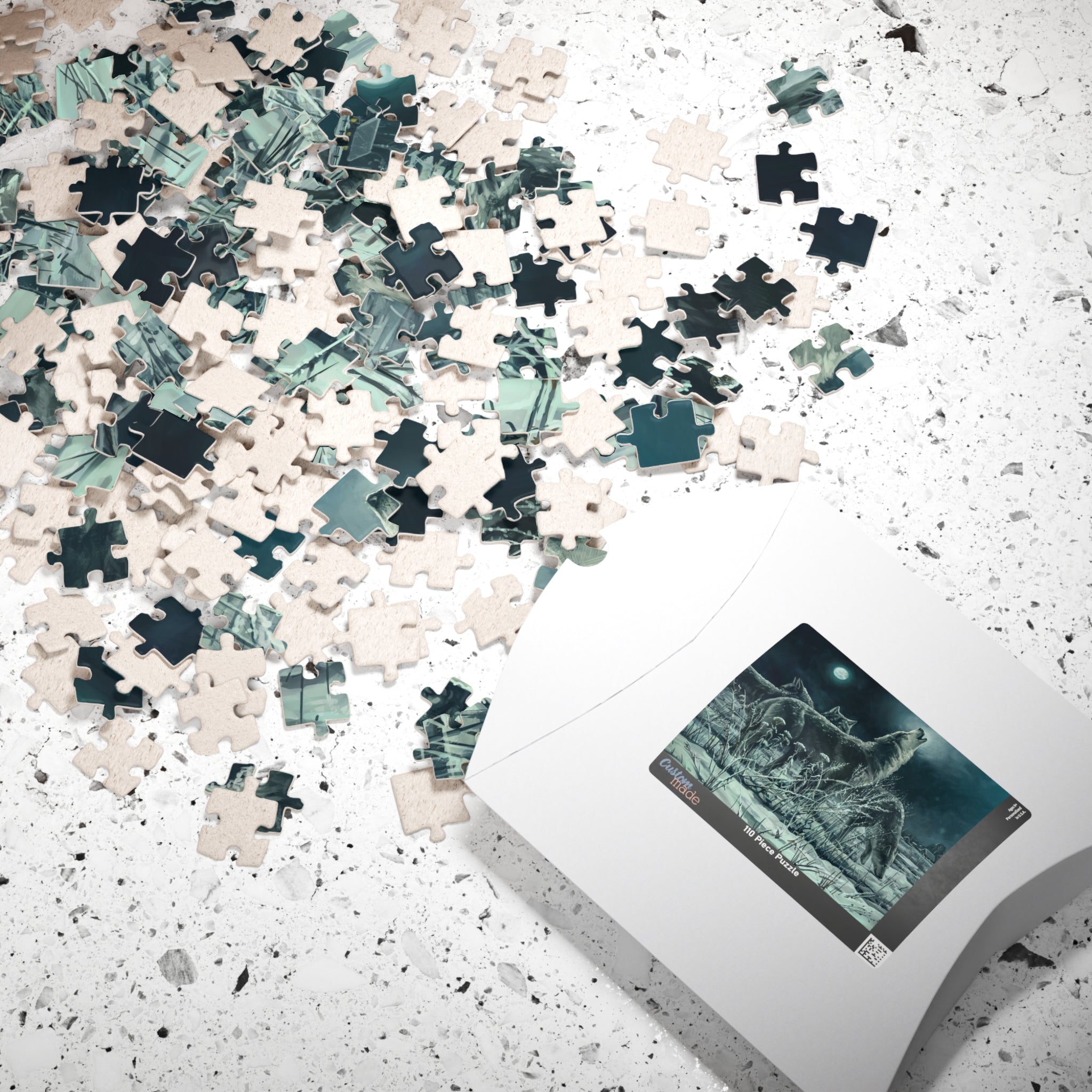 Howling Wolves in Moonlight Jigsaw Puzzle