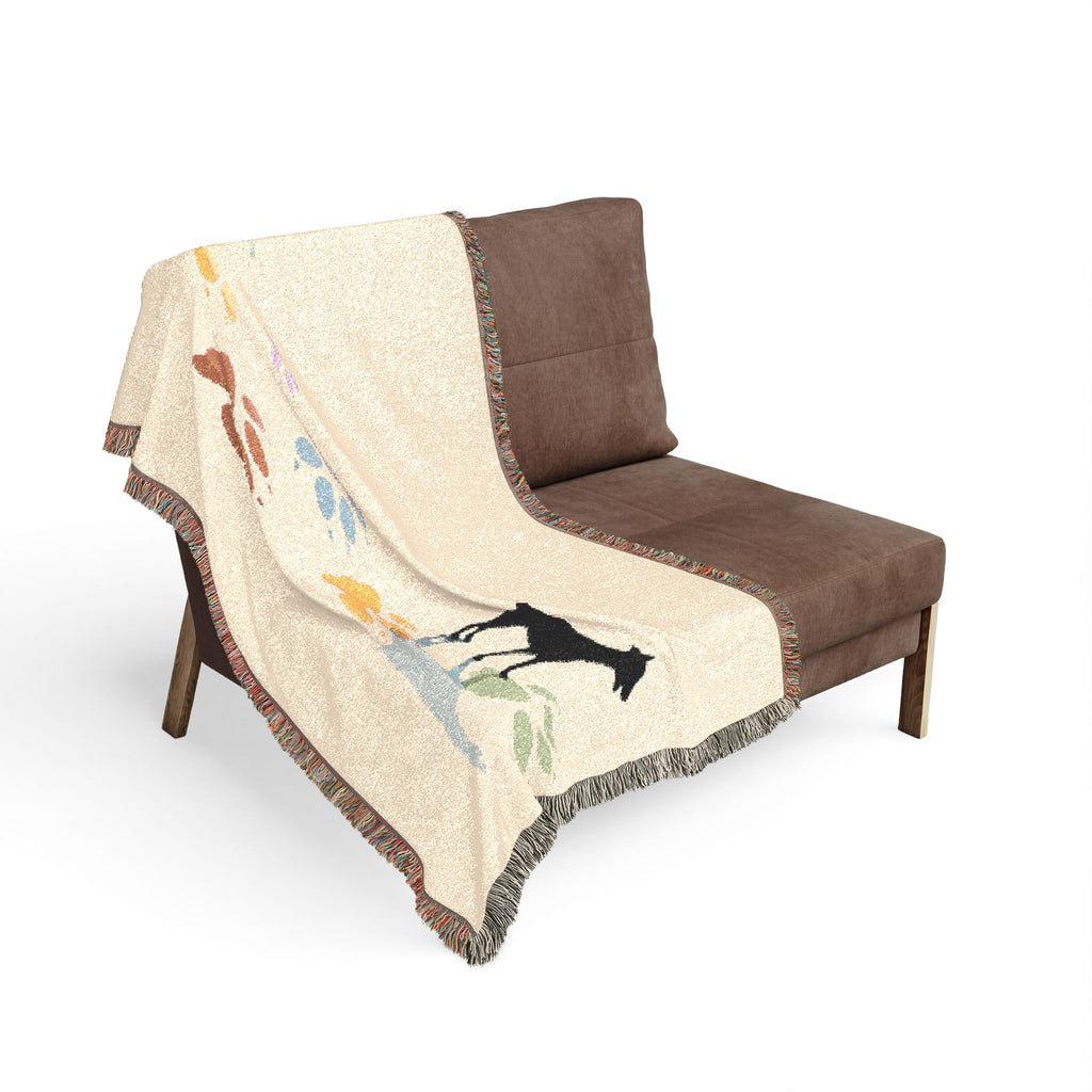 Dog Silhouette Woven Blanket | Fringed Throw
