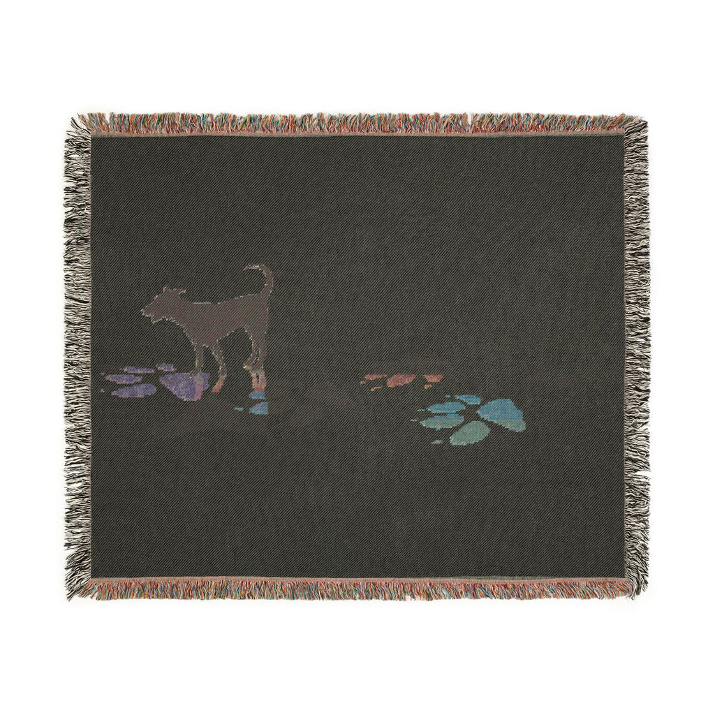 Dog Silhouette Woven Blanket | Fringed Throw
