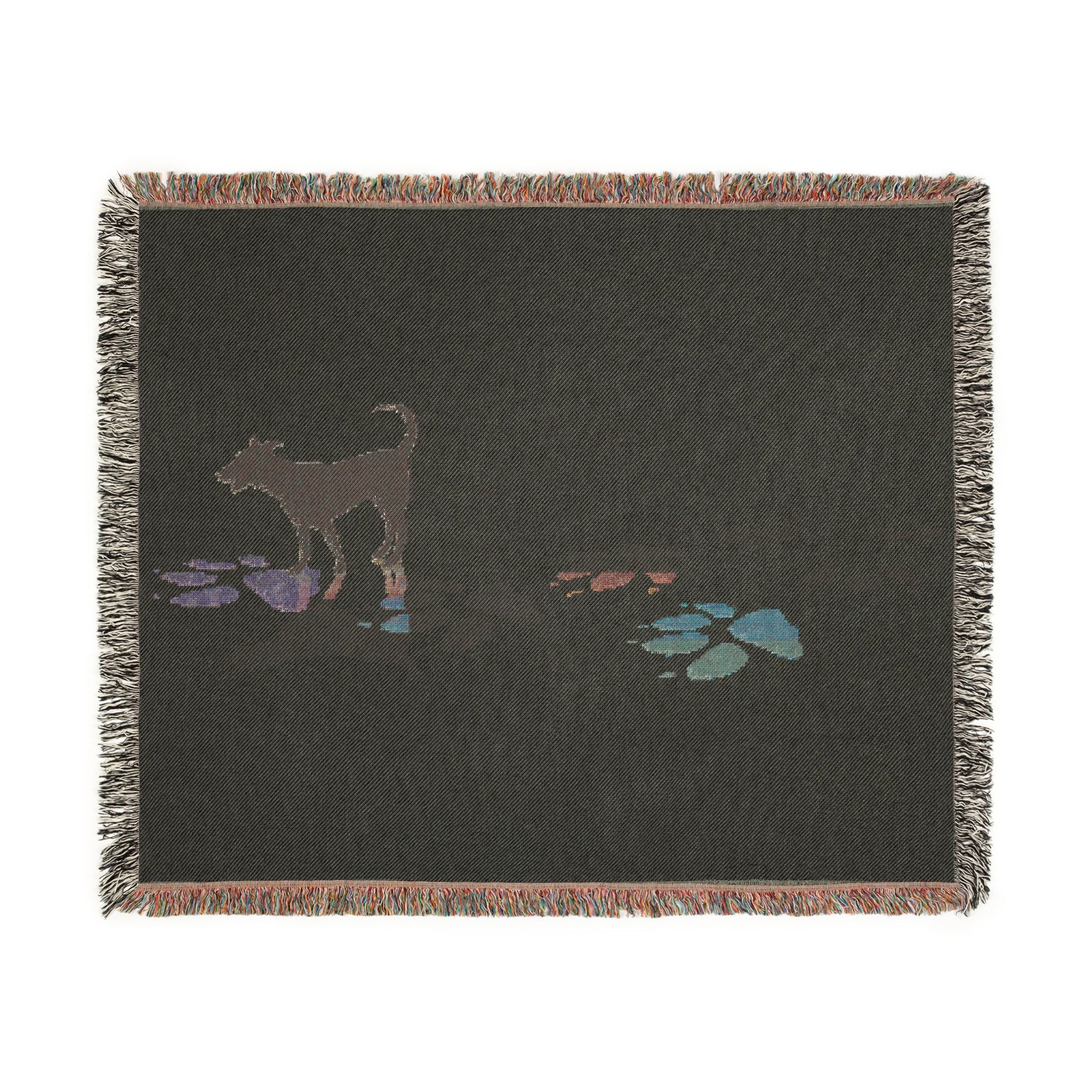 Dog Silhouette Woven Blanket | Fringed Throw