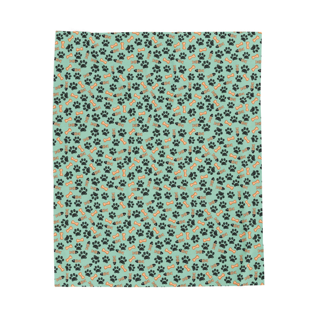 Paw Print Velveteen Plush Blanket