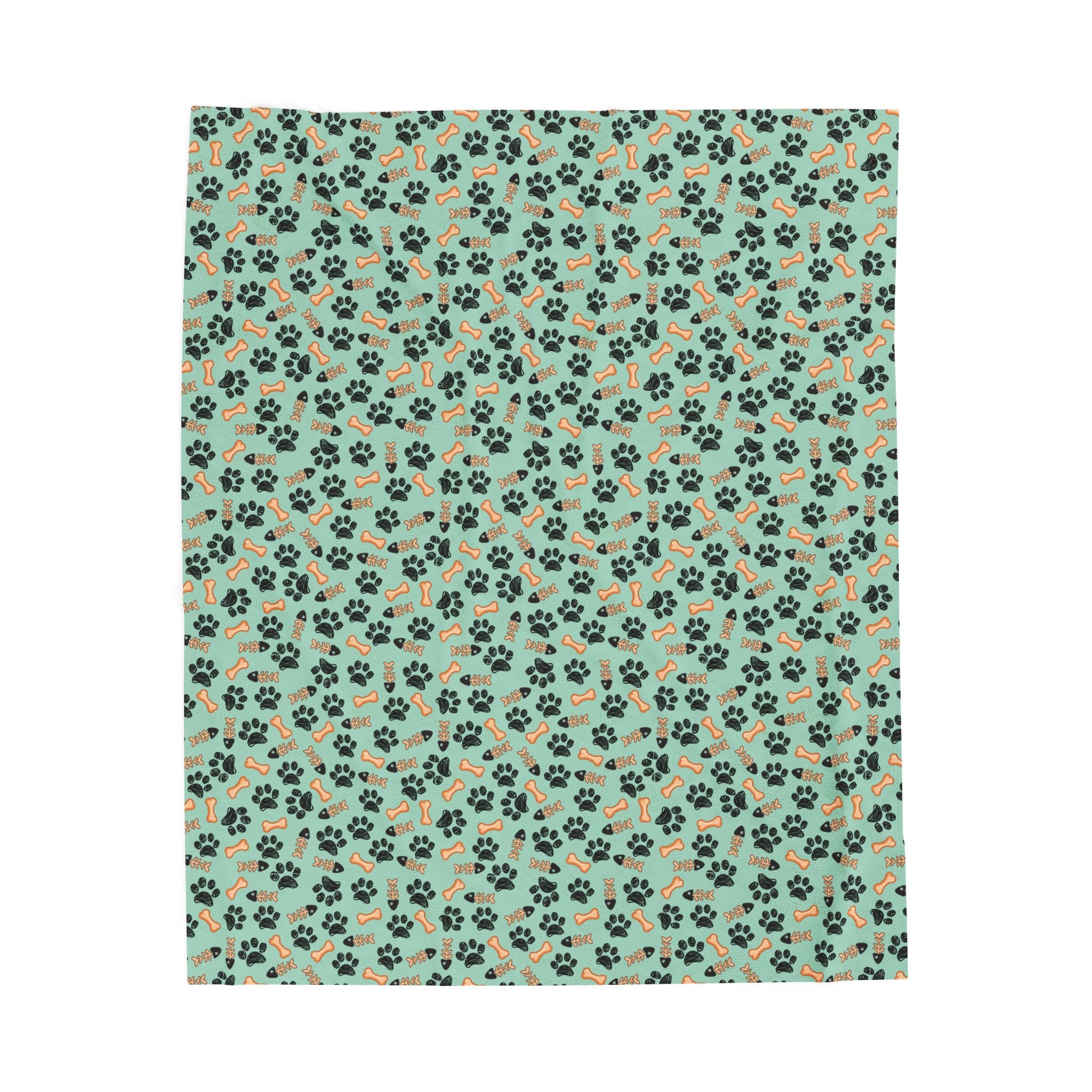 Paw Print Velveteen Plush Blanket