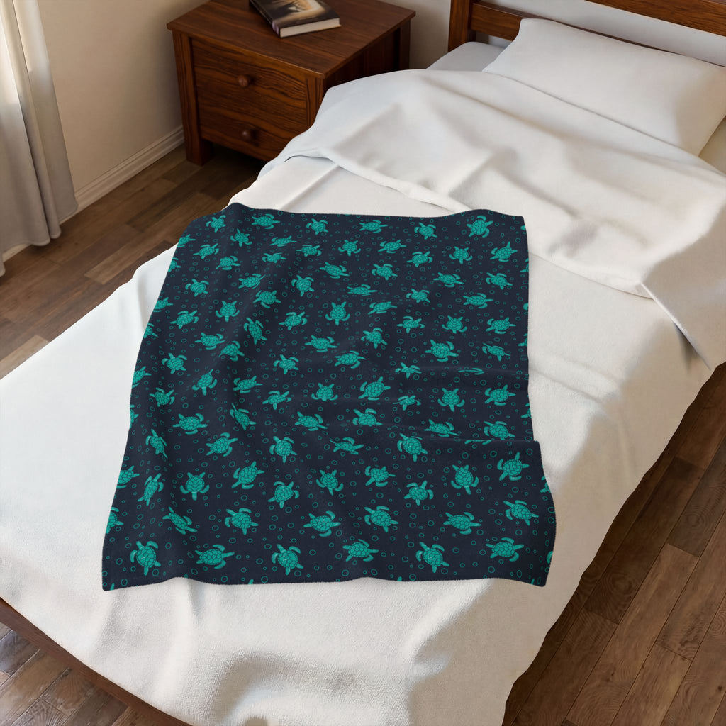 Sea Turtle Plush Blanket | Soft Velveteen Throw
