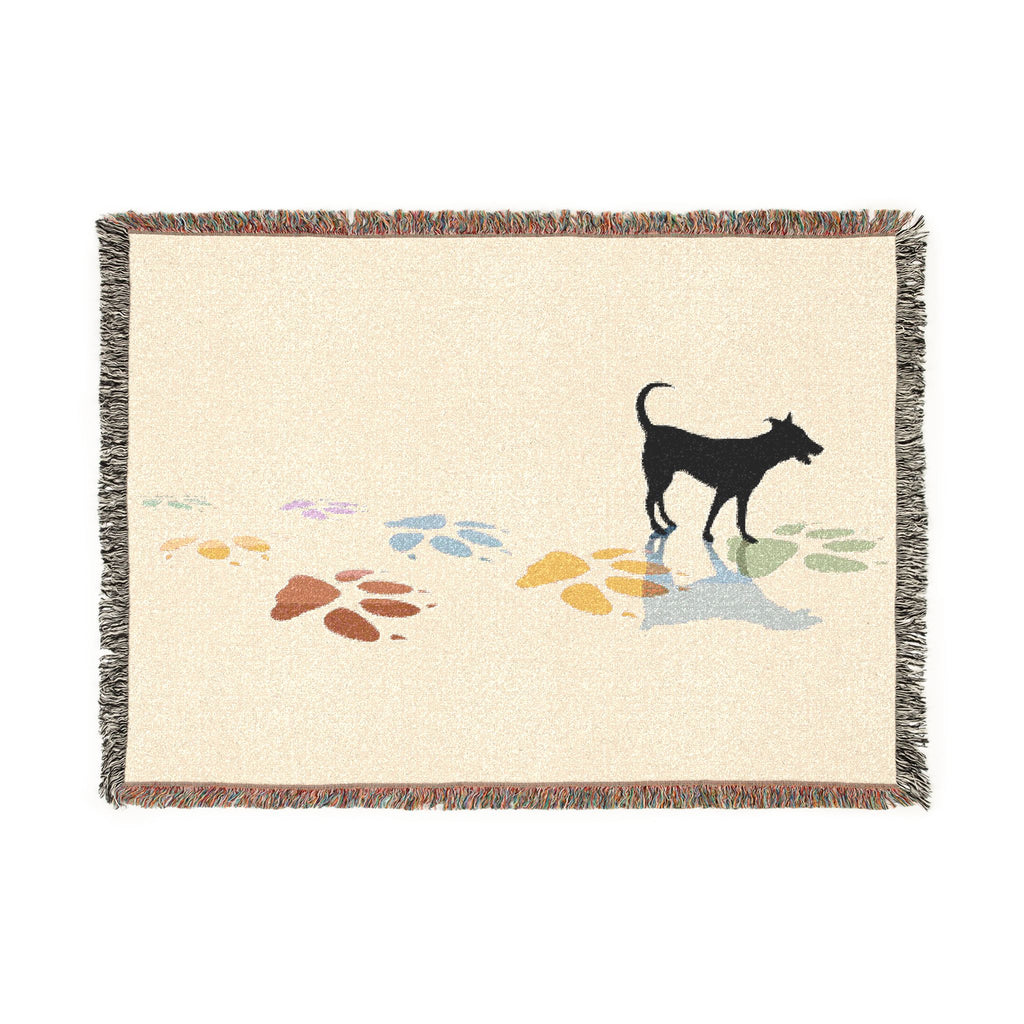 Dog Silhouette Woven Blanket | Fringed Throw
