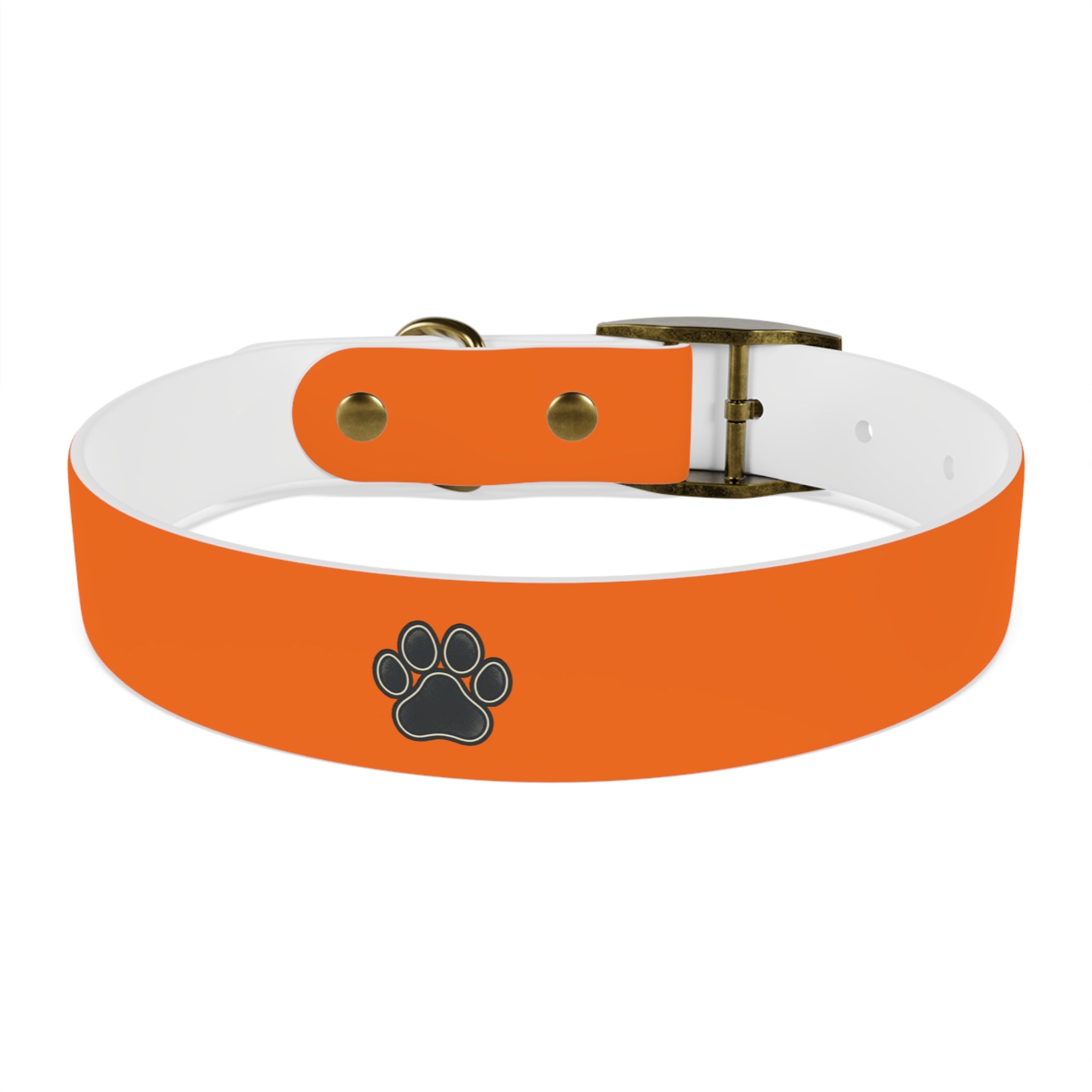 Adjustable Dog Collar | Paw Print | Orange