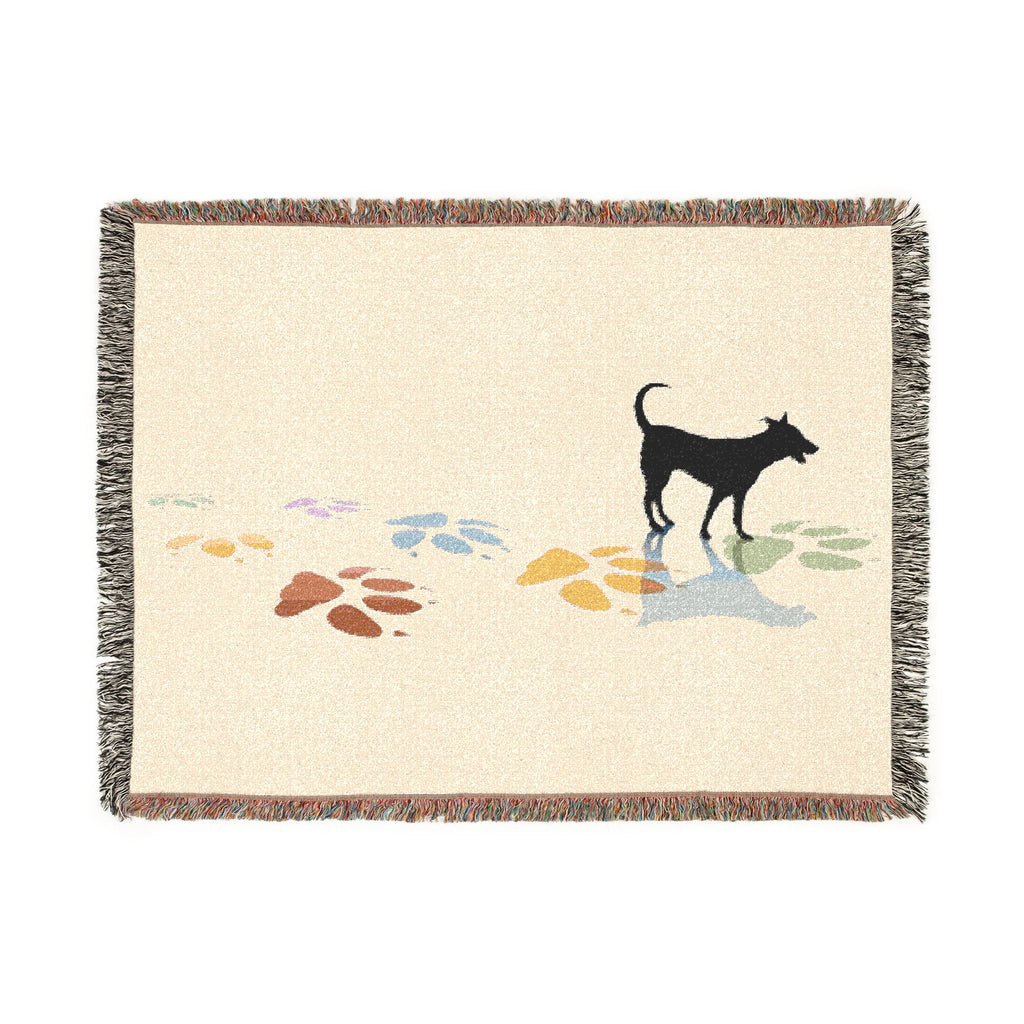 Dog Silhouette Woven Blanket | Fringed Throw