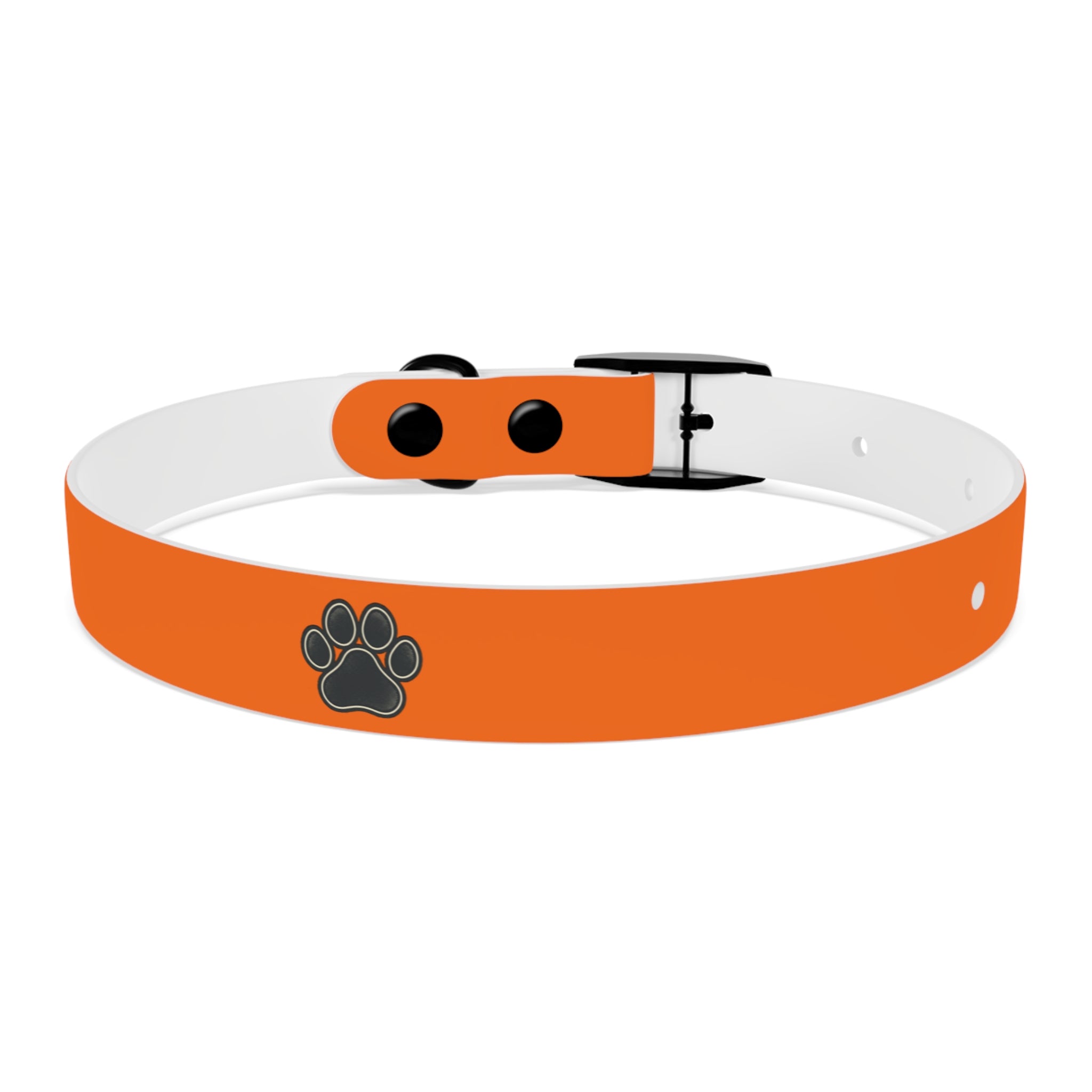 Adjustable Dog Collar | Paw Print | Orange