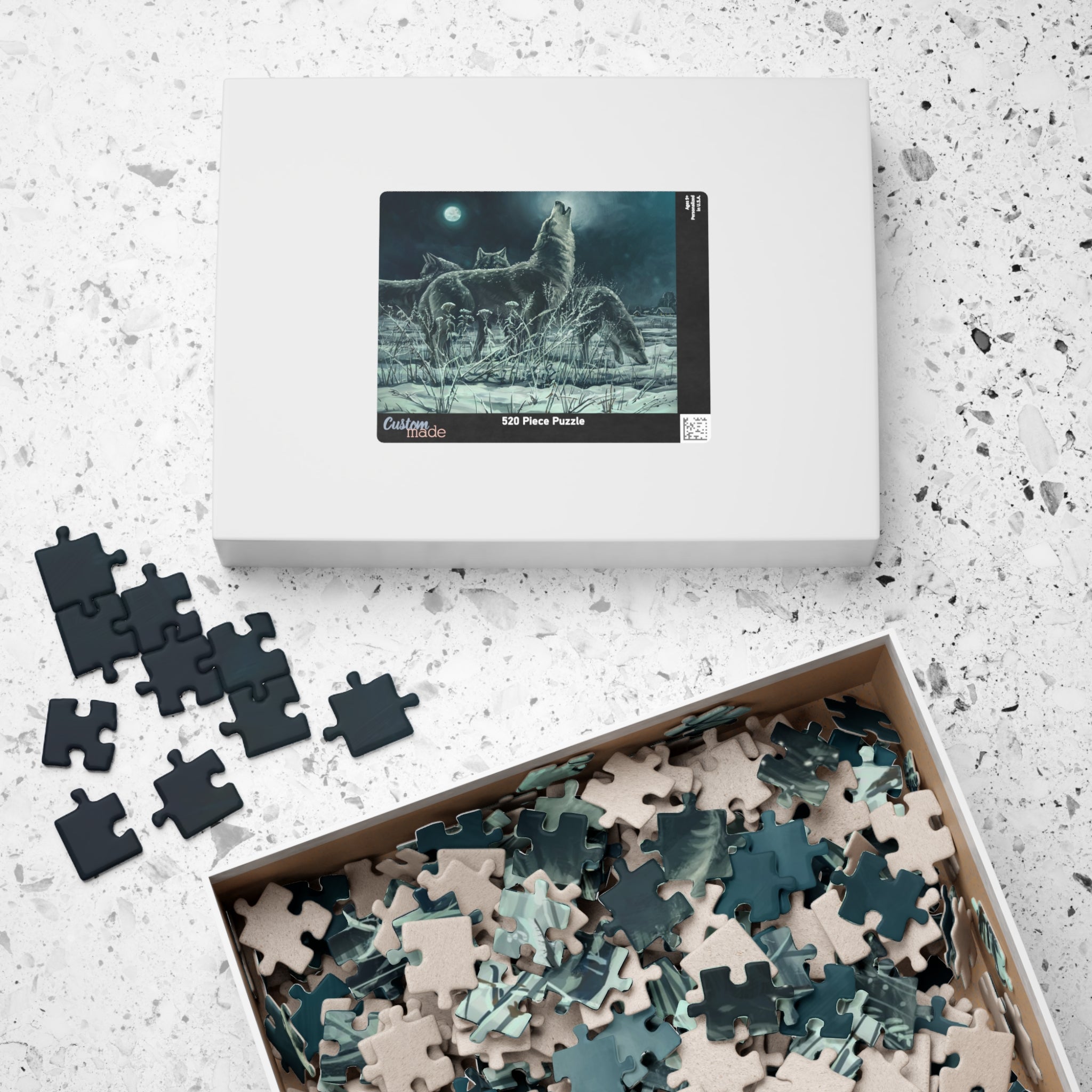 Howling Wolves in Moonlight Jigsaw Puzzle
