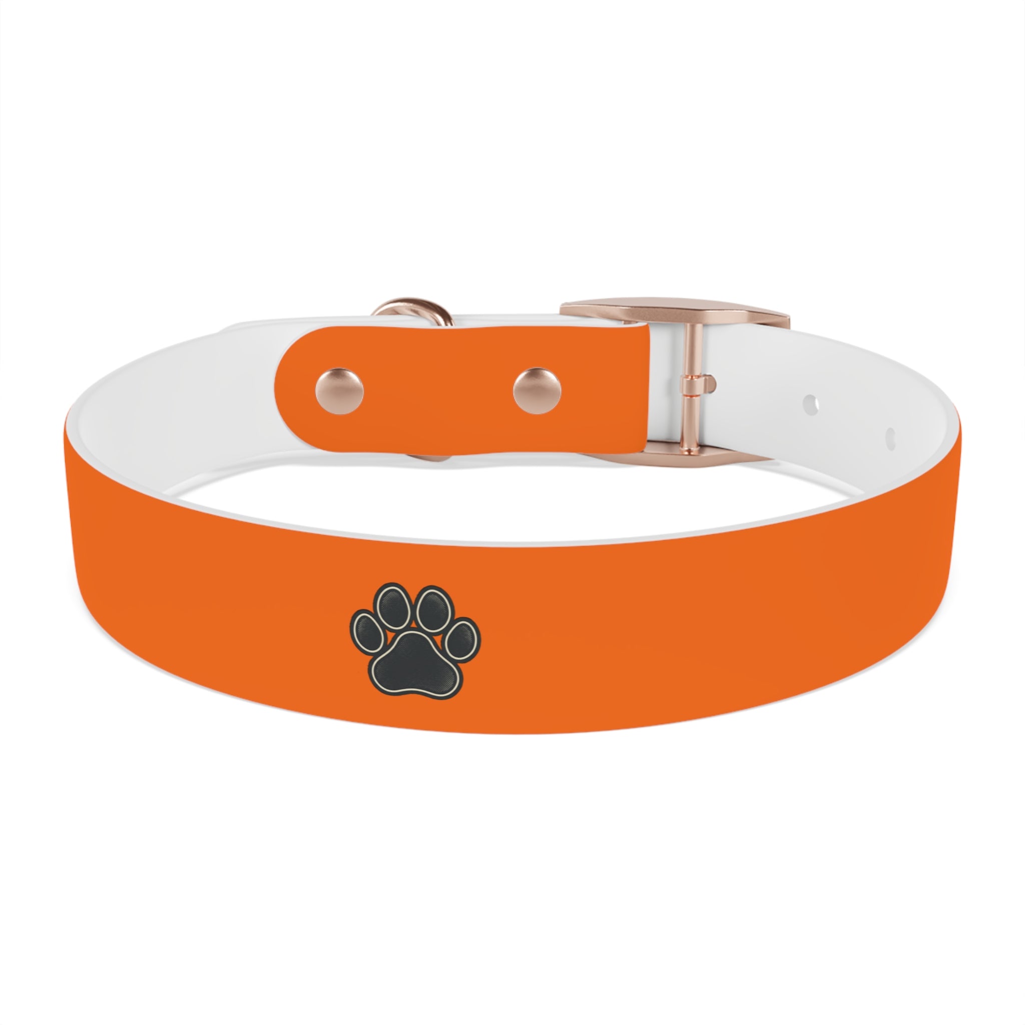 Adjustable Dog Collar | Paw Print | Orange