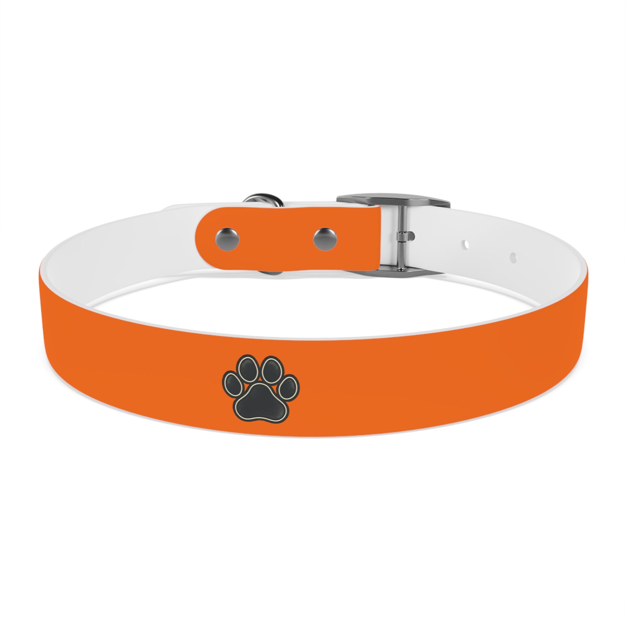 Adjustable Dog Collar | Paw Print | Orange