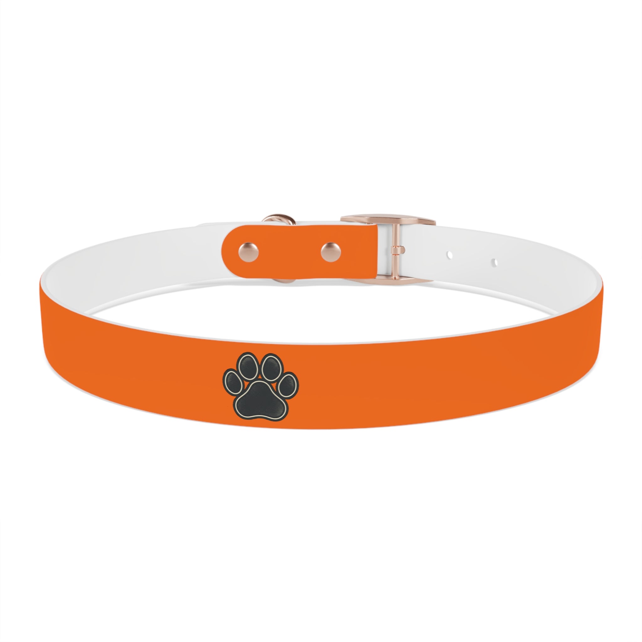 Adjustable Dog Collar | Paw Print | Orange