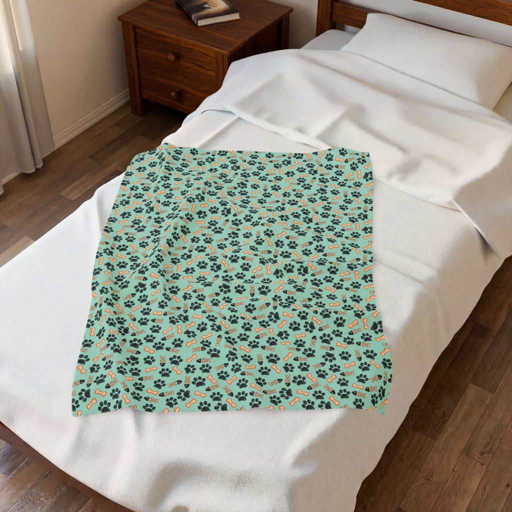 Paw Print Velveteen Plush Blanket
