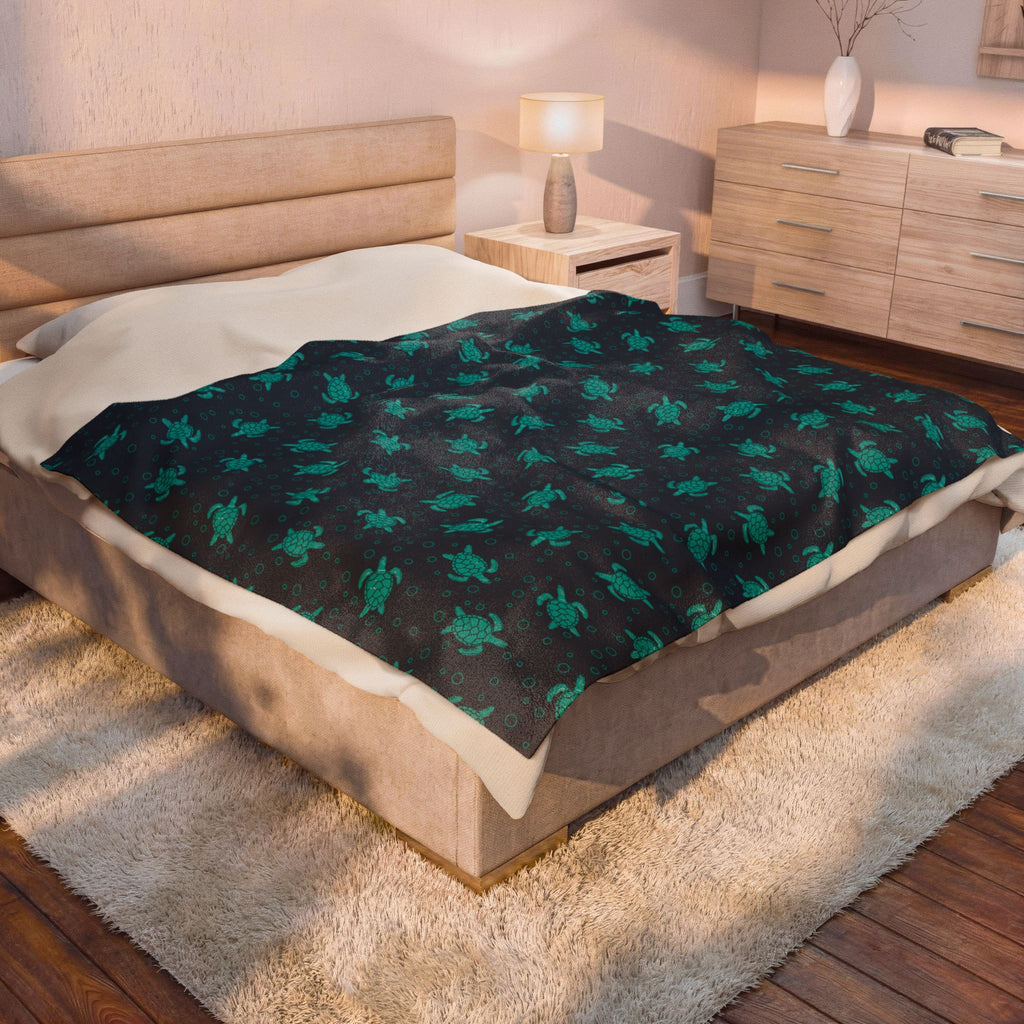 Sea Turtle Plush Blanket | Soft Velveteen Throw