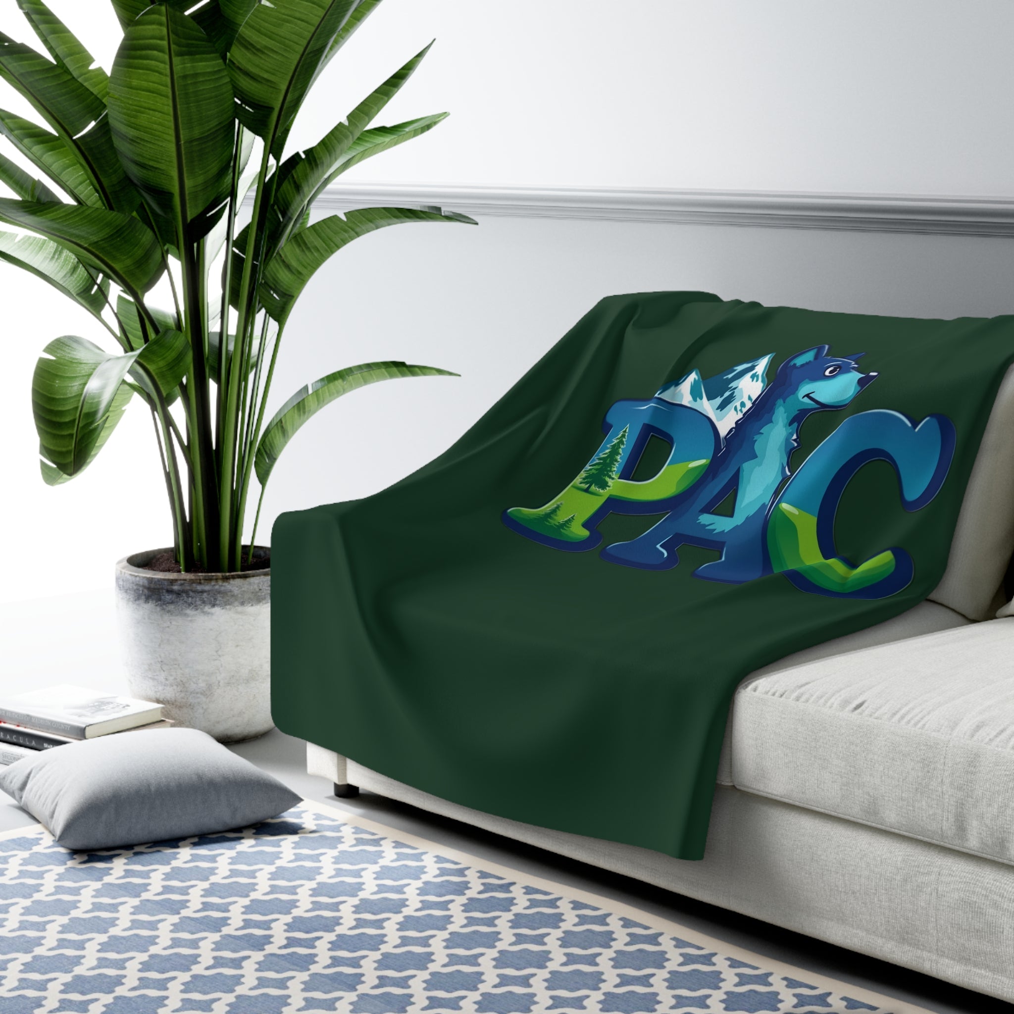 PAC | Sherpa Fleece Blanket | Green