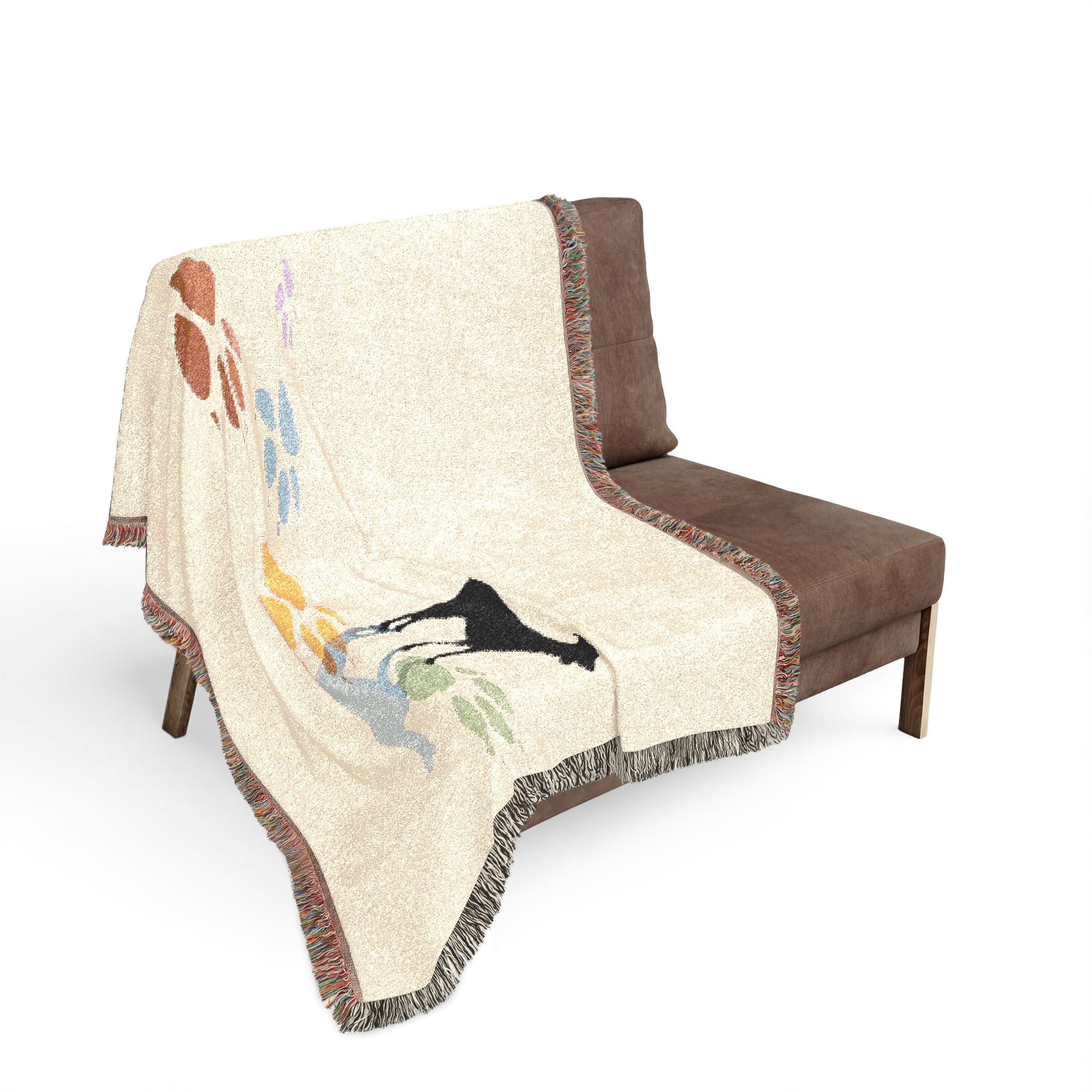 Dog Silhouette Woven Blanket | Fringed Throw