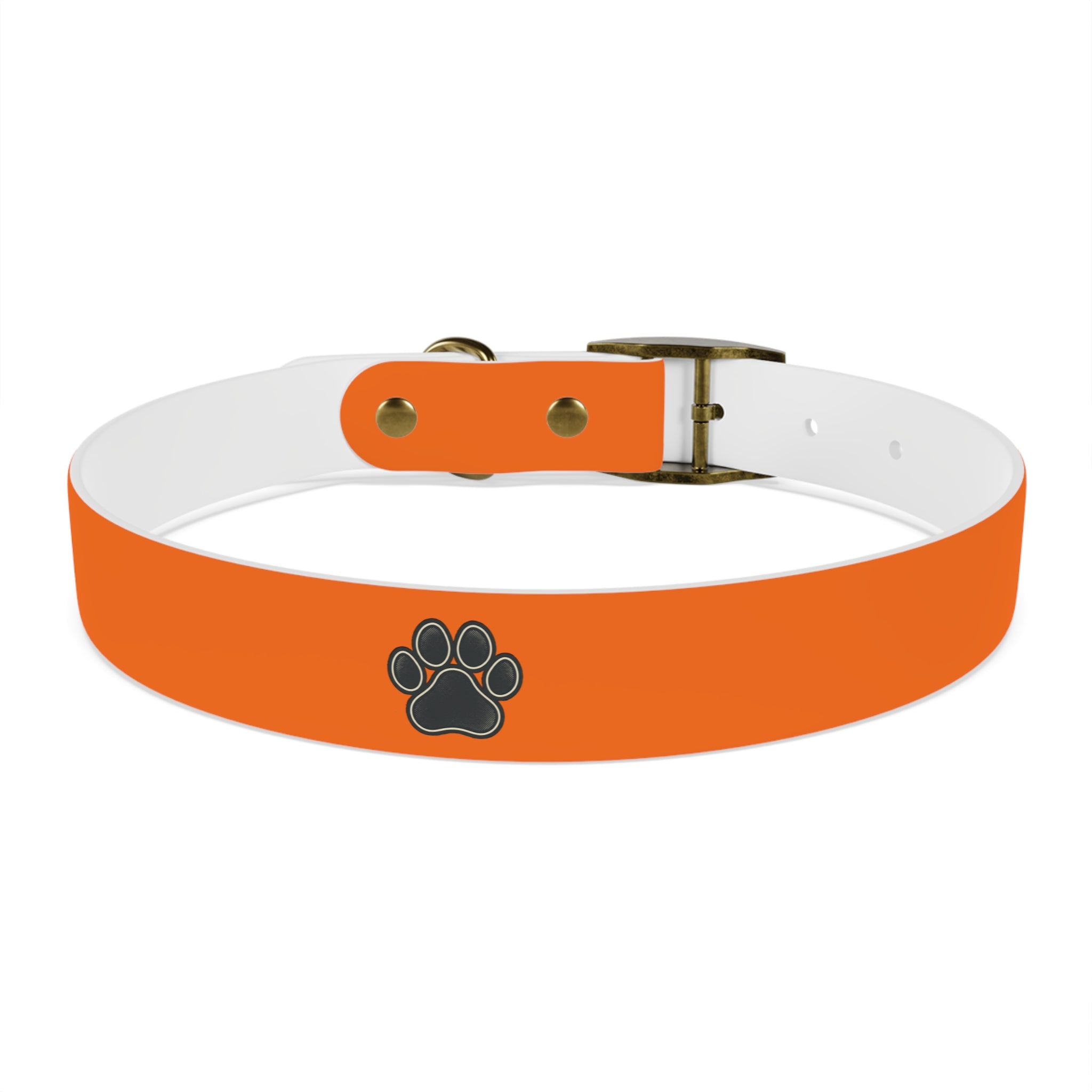 Adjustable Dog Collar | Paw Print | Orange