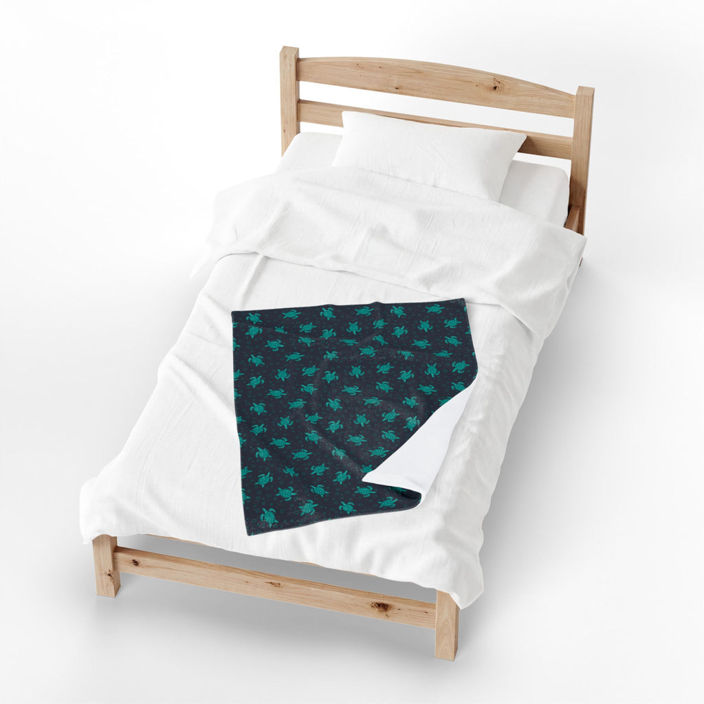 Sea Turtle Plush Blanket | Soft Velveteen Throw