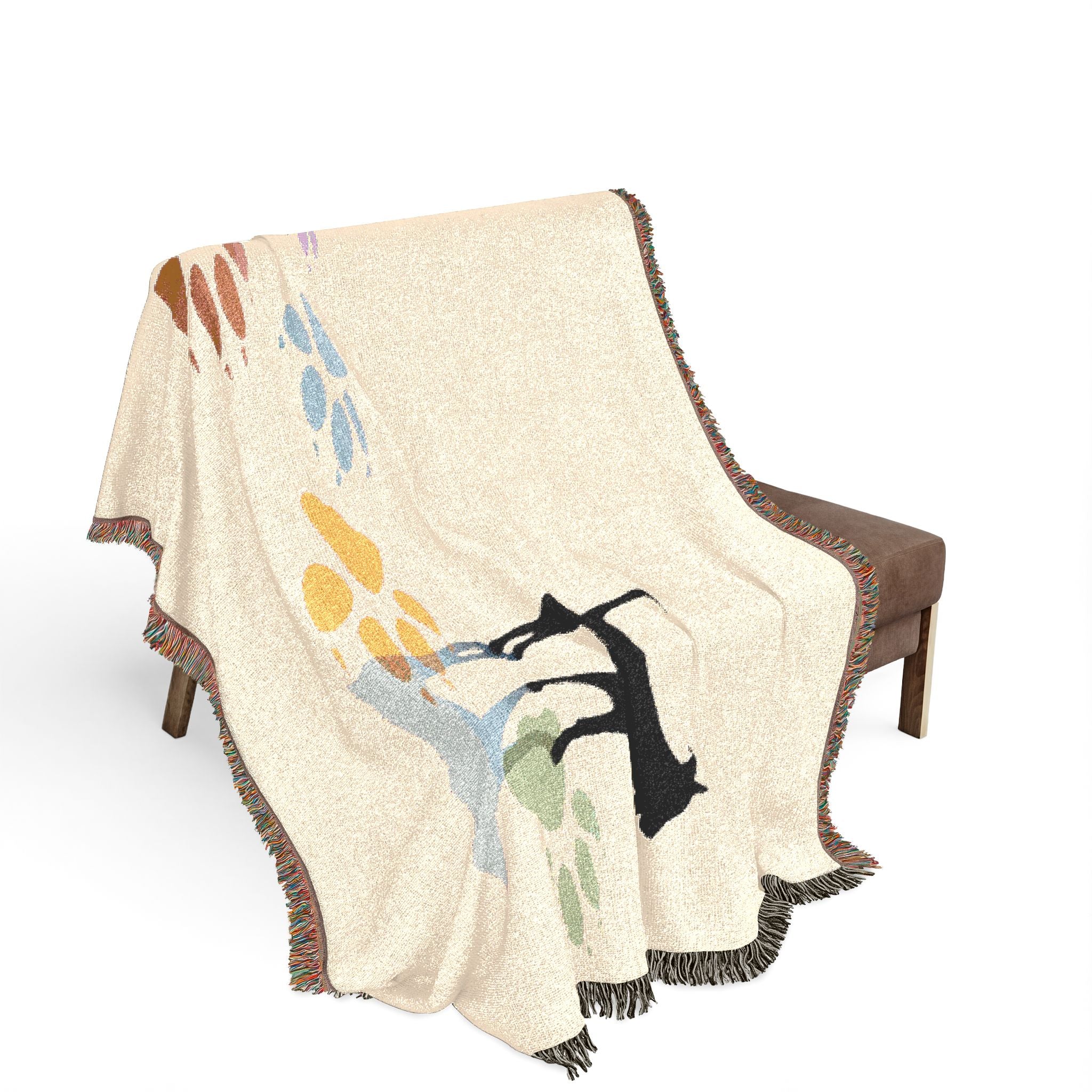 Dog Silhouette Woven Blanket | Fringed Throw