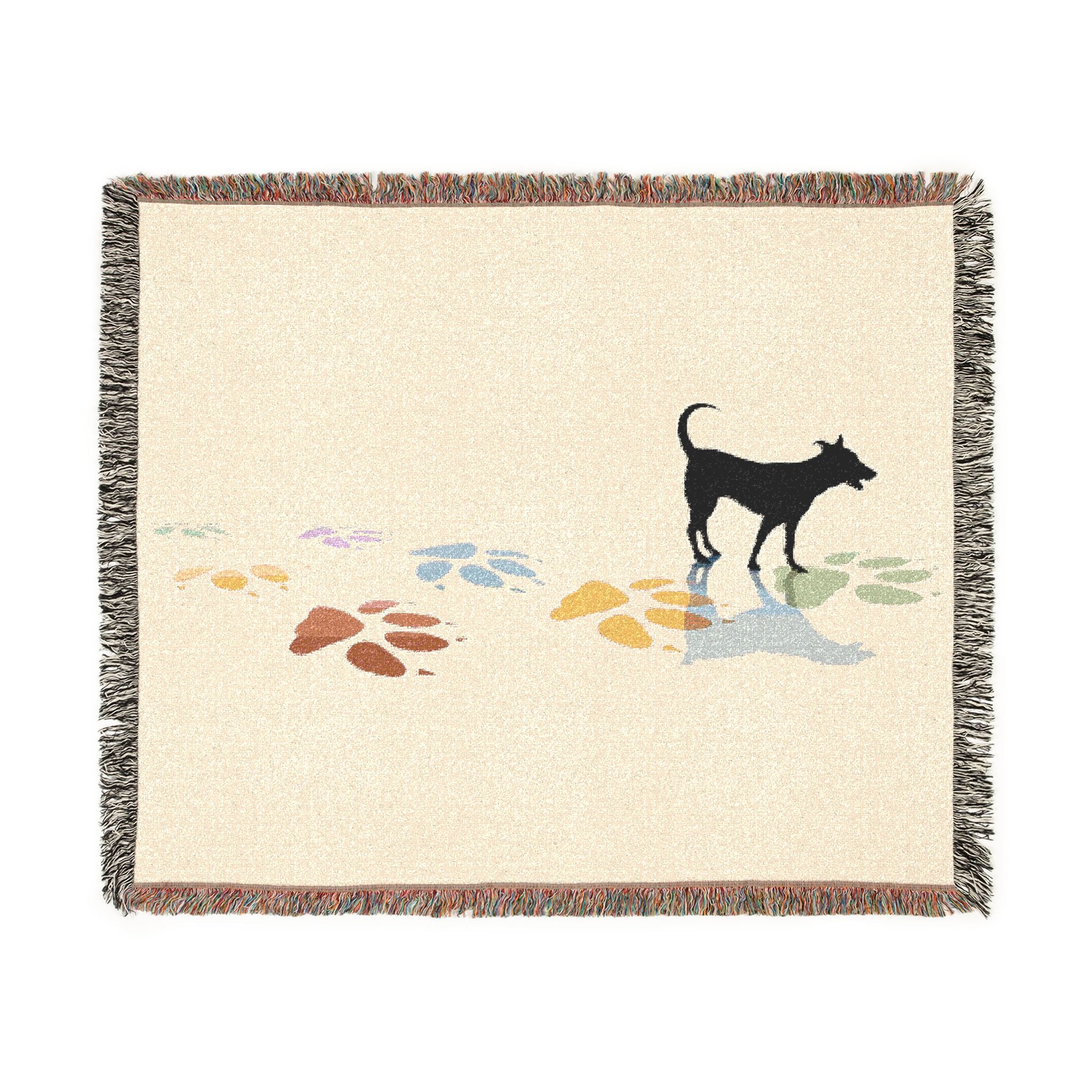 Dog Silhouette Woven Blanket | Fringed Throw
