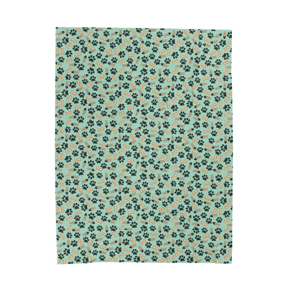 Paw Print Velveteen Plush Blanket