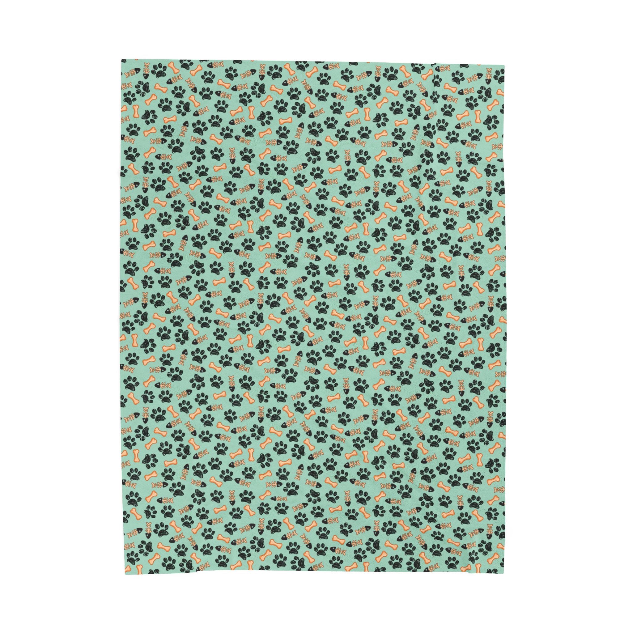 Paw Print Velveteen Plush Blanket