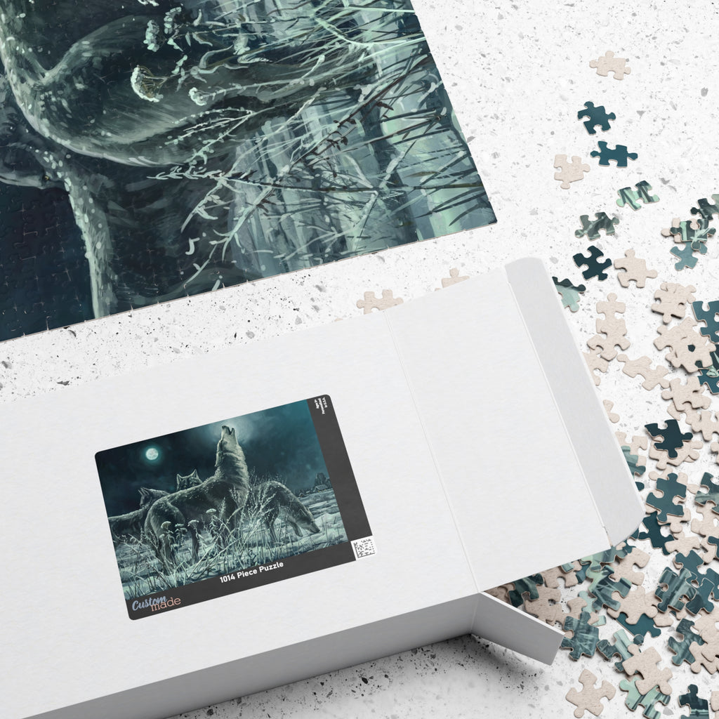Howling Wolves in Moonlight Jigsaw Puzzle