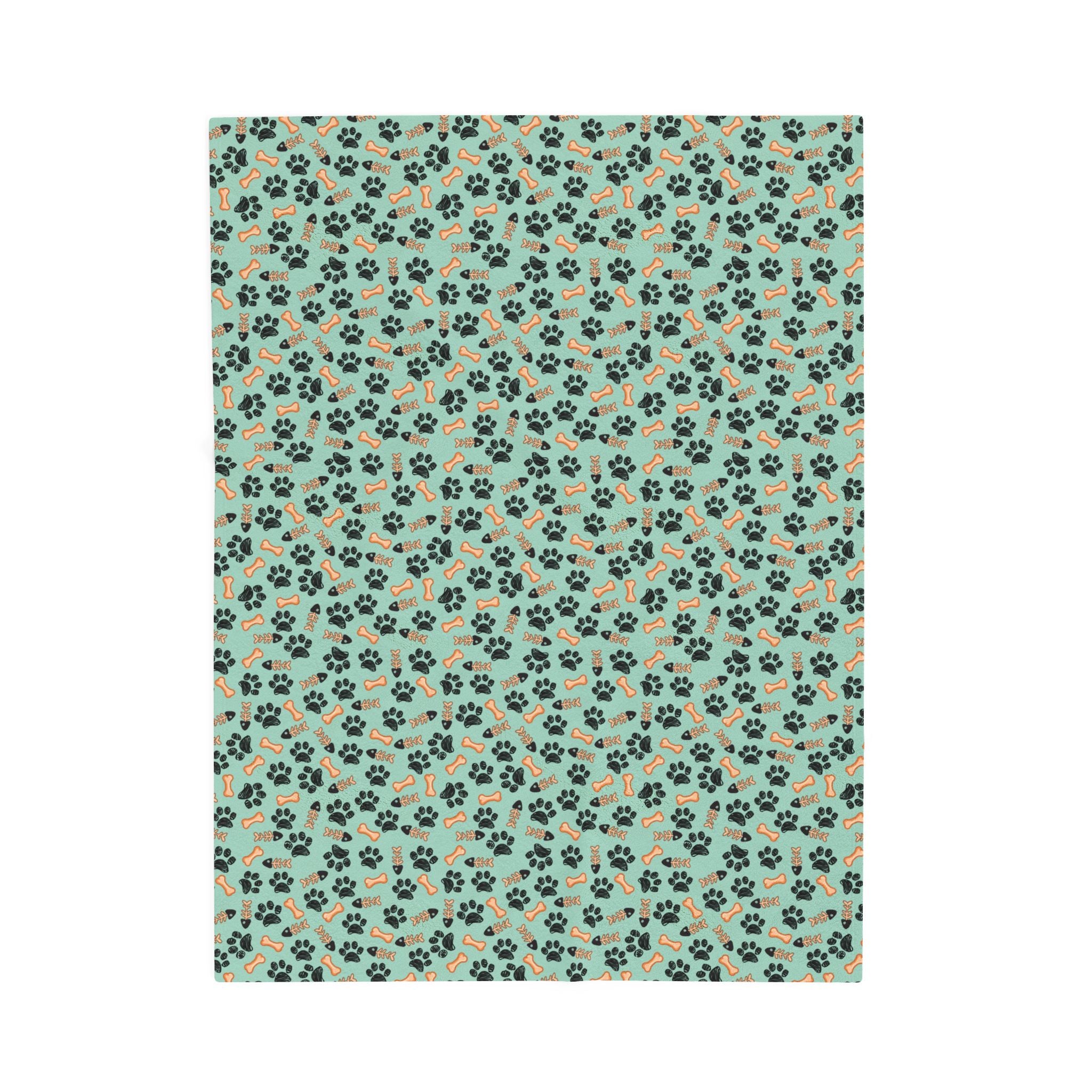 Paw Print Velveteen Plush Blanket