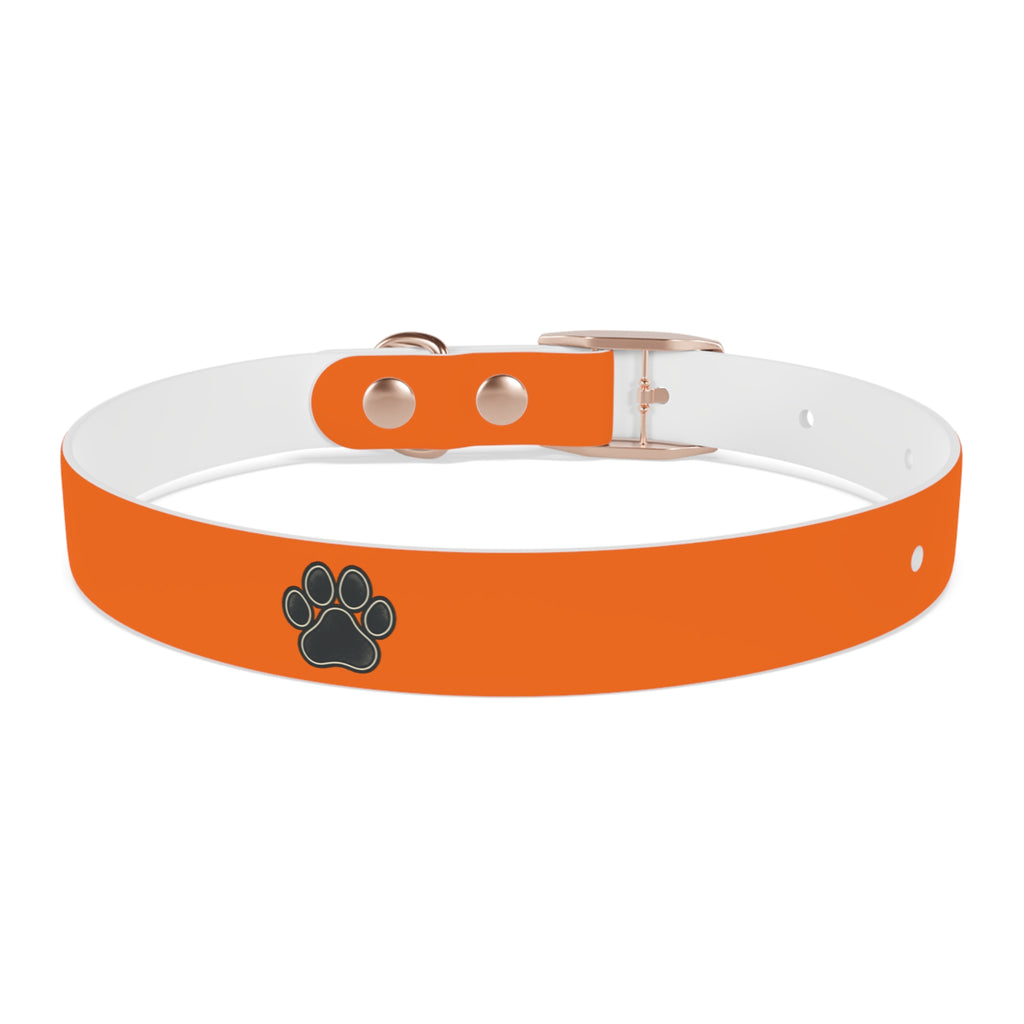Adjustable Dog Collar | Paw Print | Orange