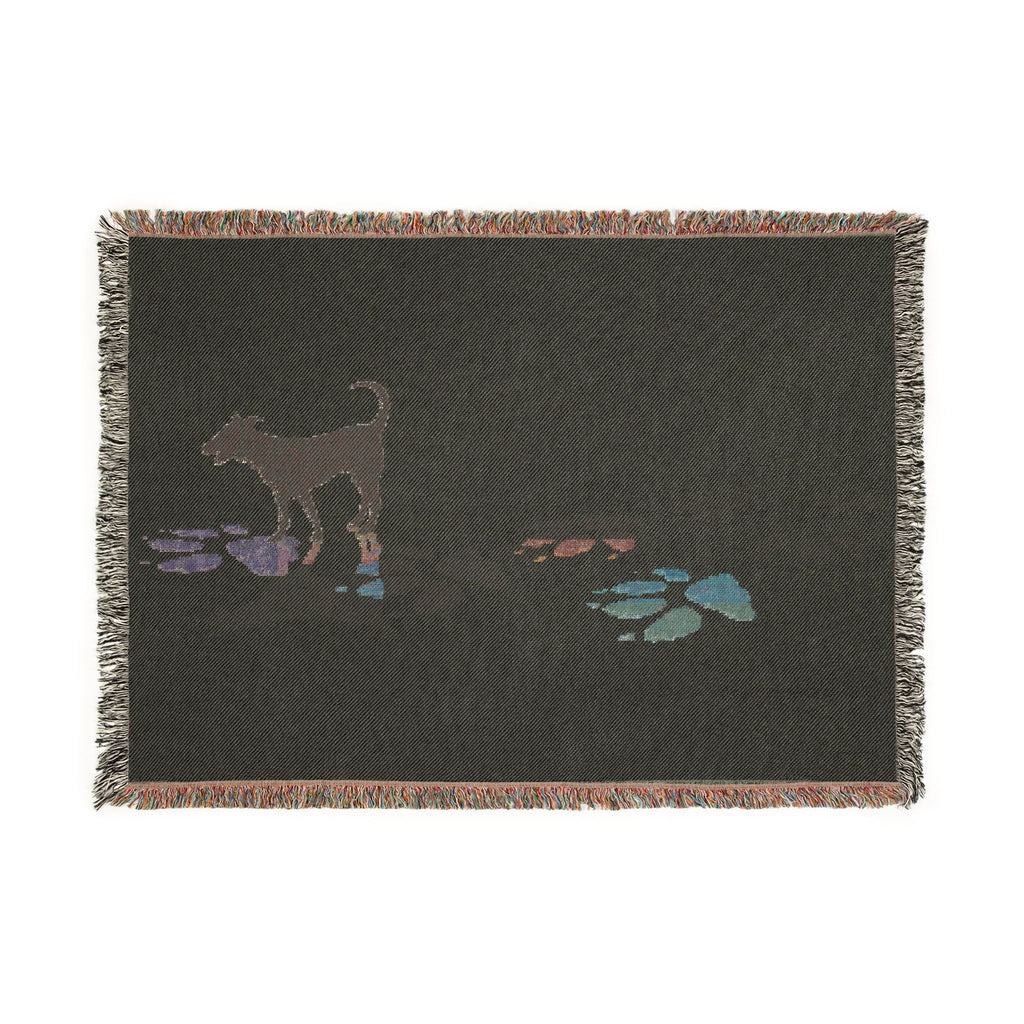 Dog Silhouette Woven Blanket | Fringed Throw