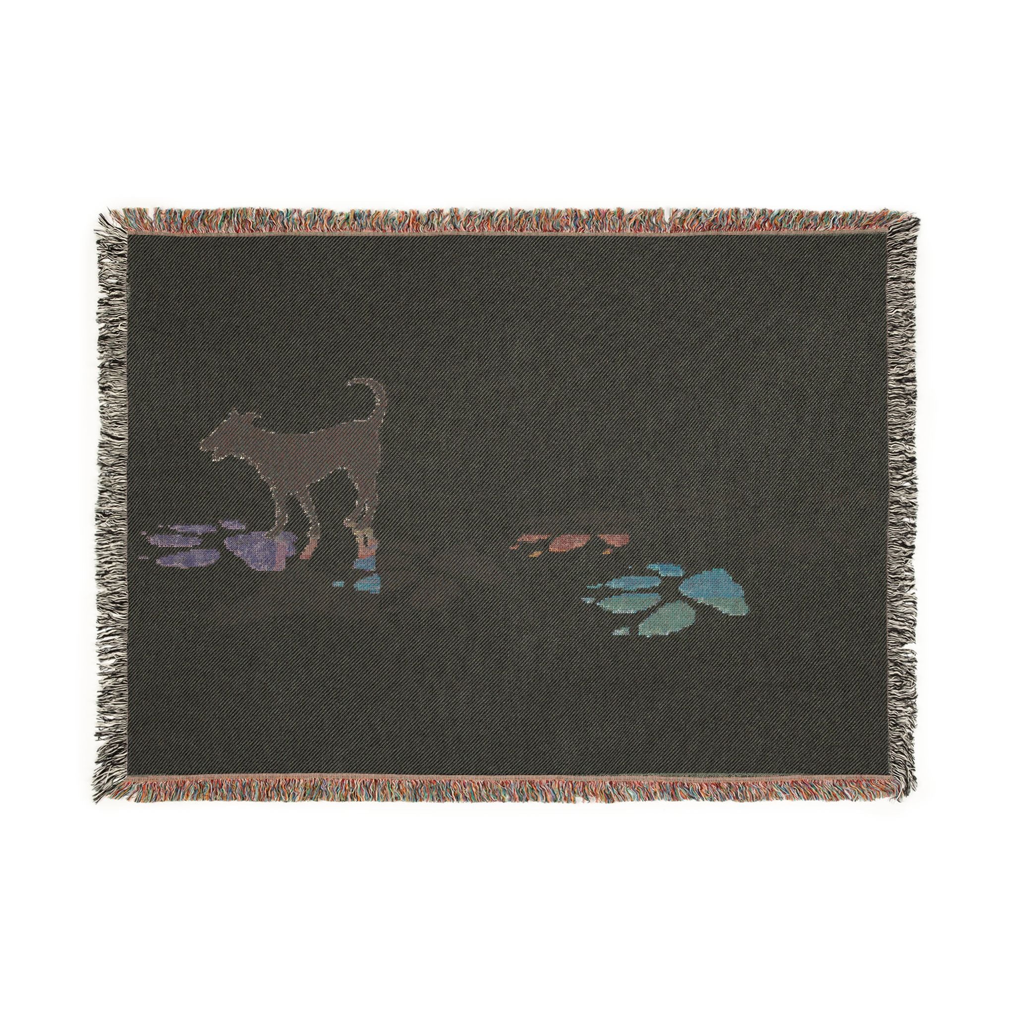 Dog Silhouette Woven Blanket | Fringed Throw
