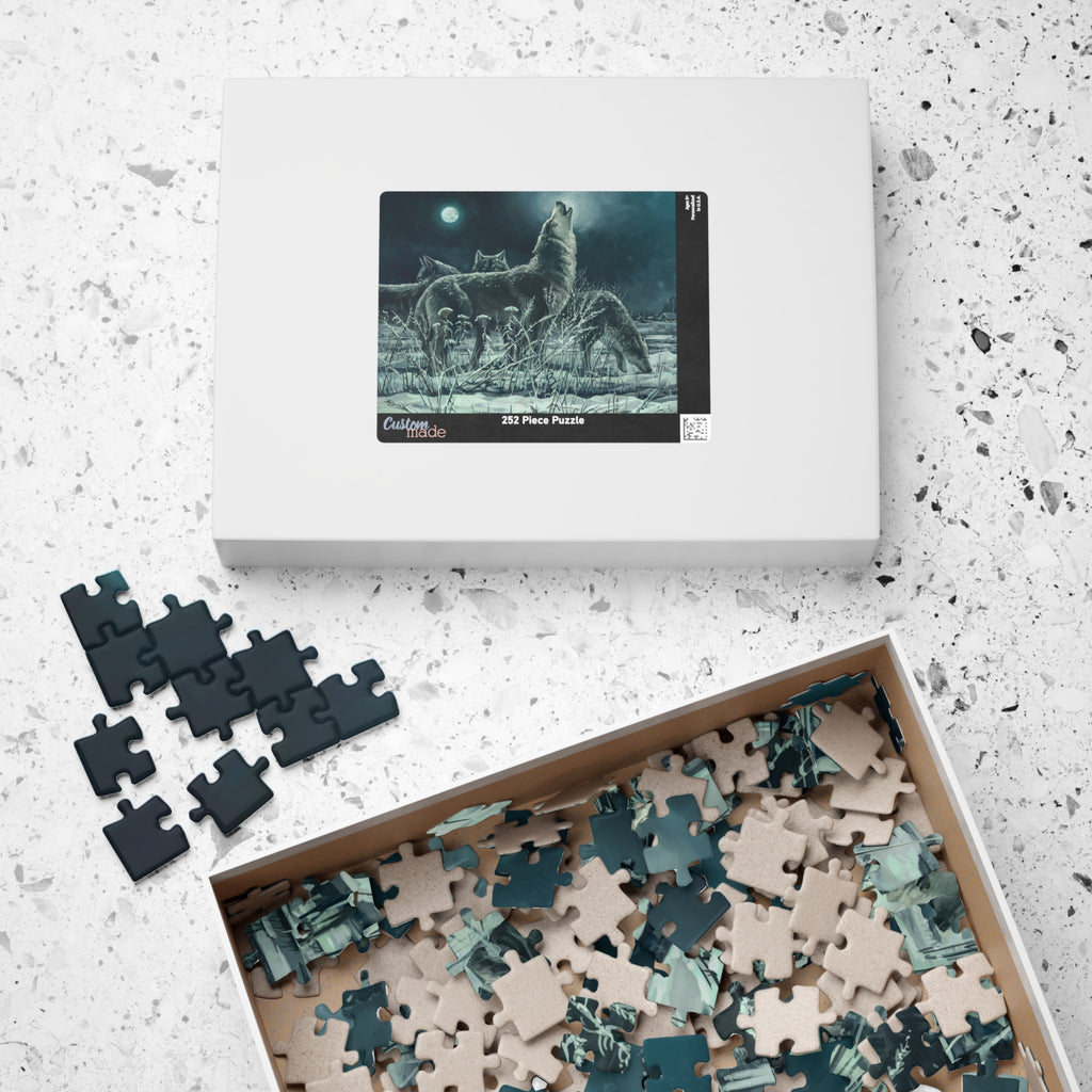 Howling Wolves in Moonlight Jigsaw Puzzle