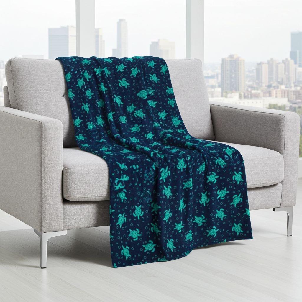 Sea Turtle Plush Blanket | Soft Velveteen Throw
