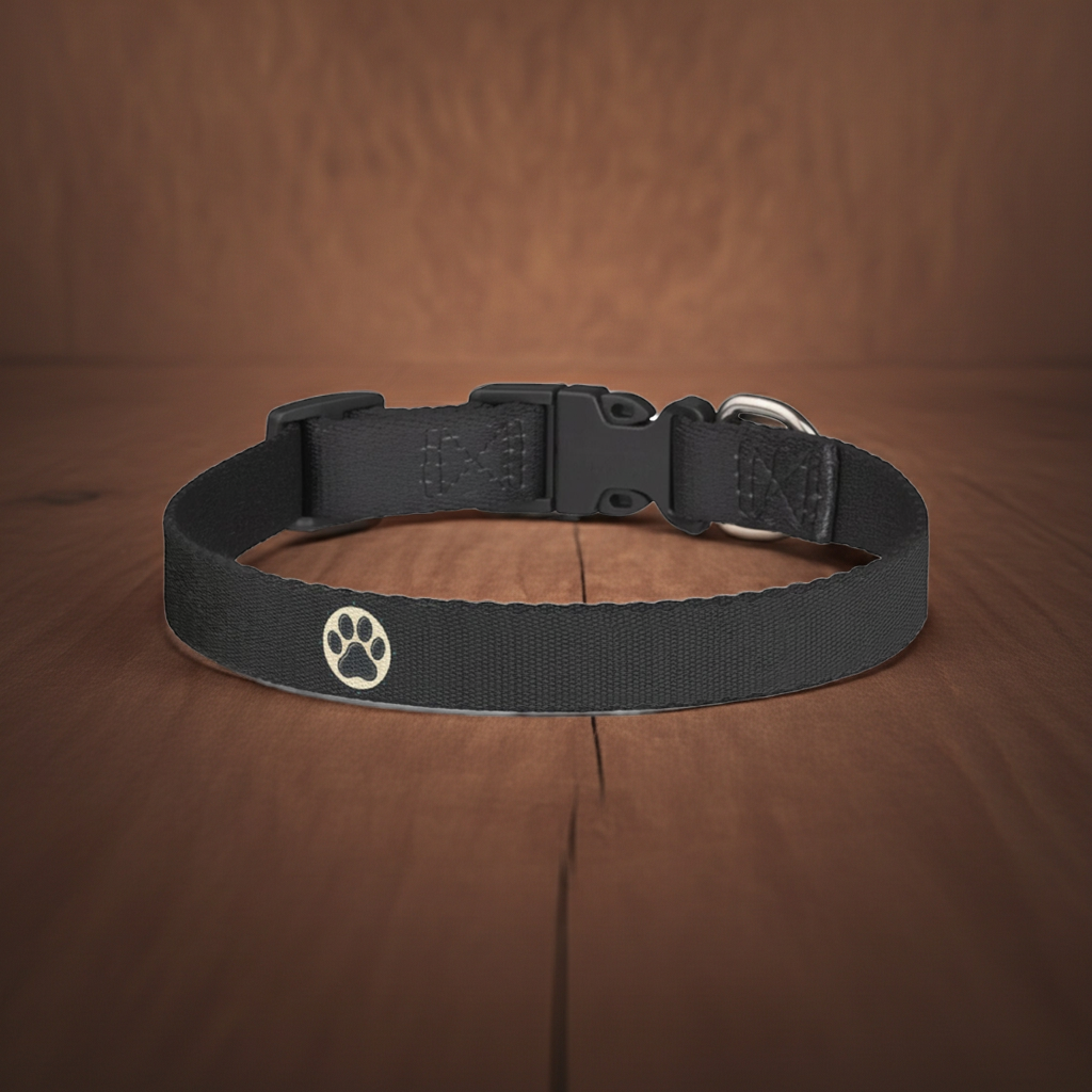 Adjustable Dog Collar | Paw Print | Black