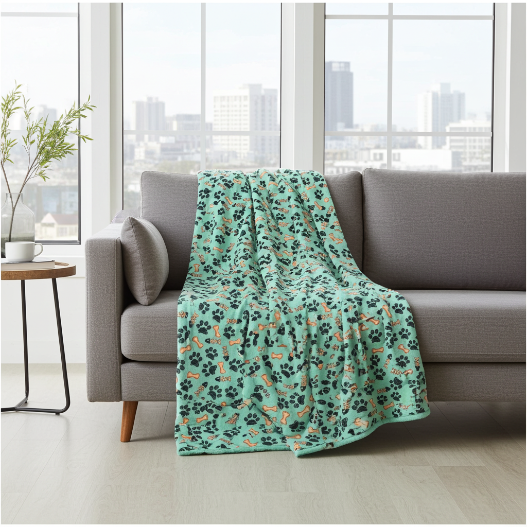 Paw Print Velveteen Plush Blanket